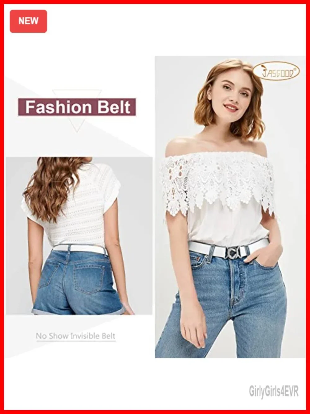 Women No Show Stretch Belt Adjustable Elastic Web Belt Flat Buckle